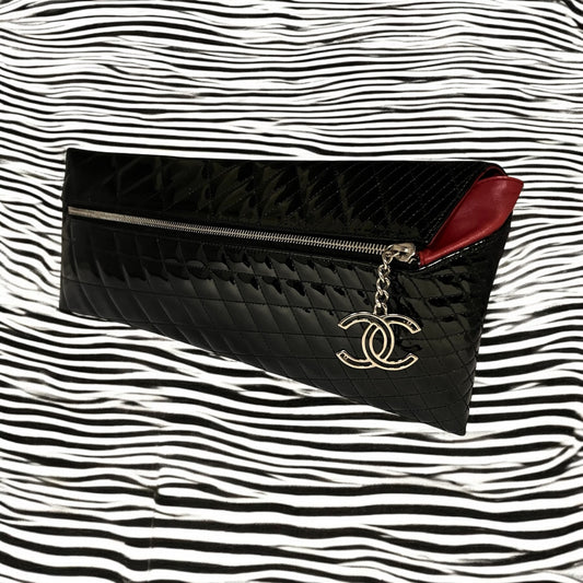 CHANEL Quilted Patent Gala Clutch