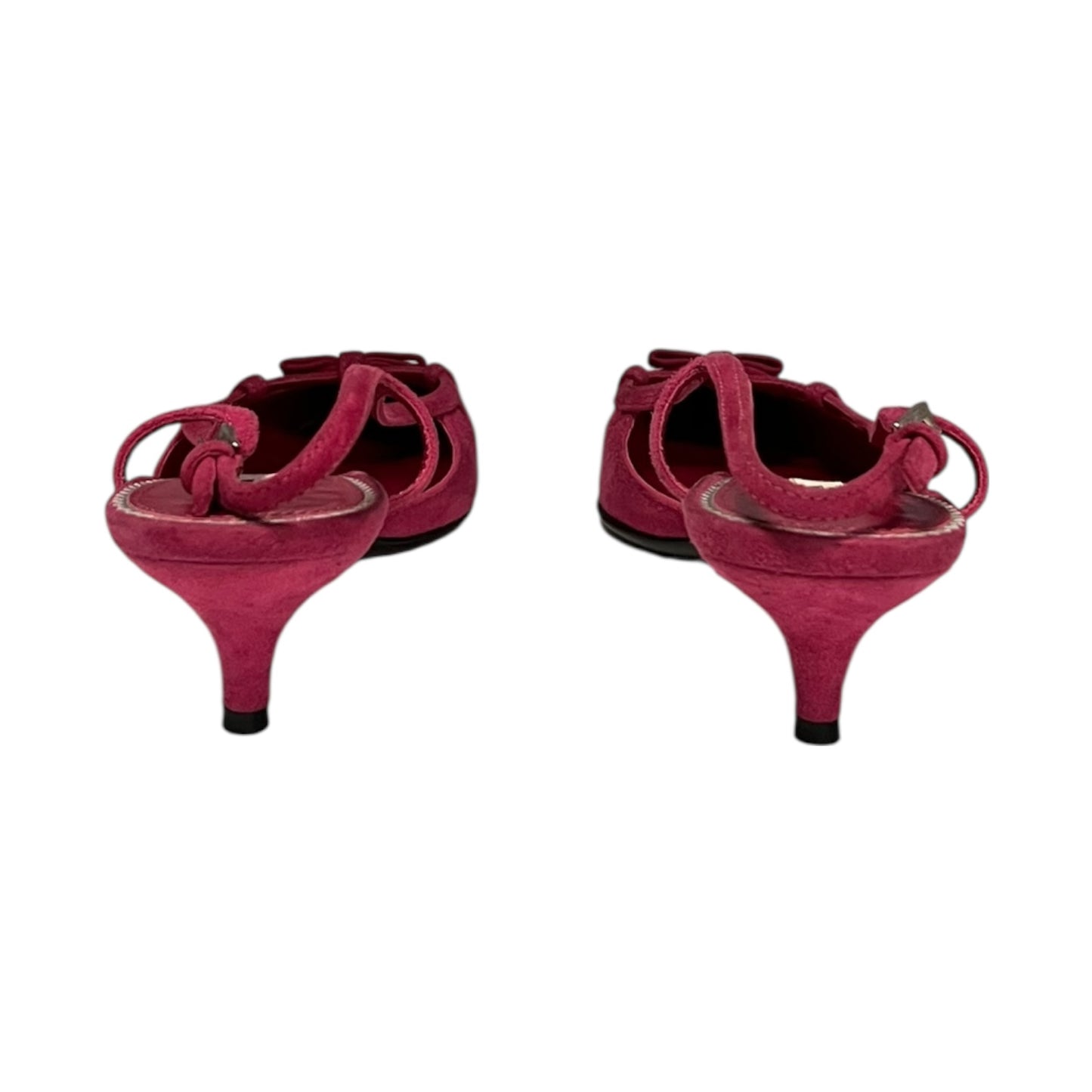 PRADA Suede Kitten Heel Slingbacks in Pink | 38.5