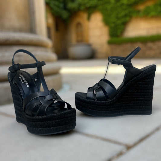 SAINT LAURENT Tribute Espadrille Wedge Sandals | 37