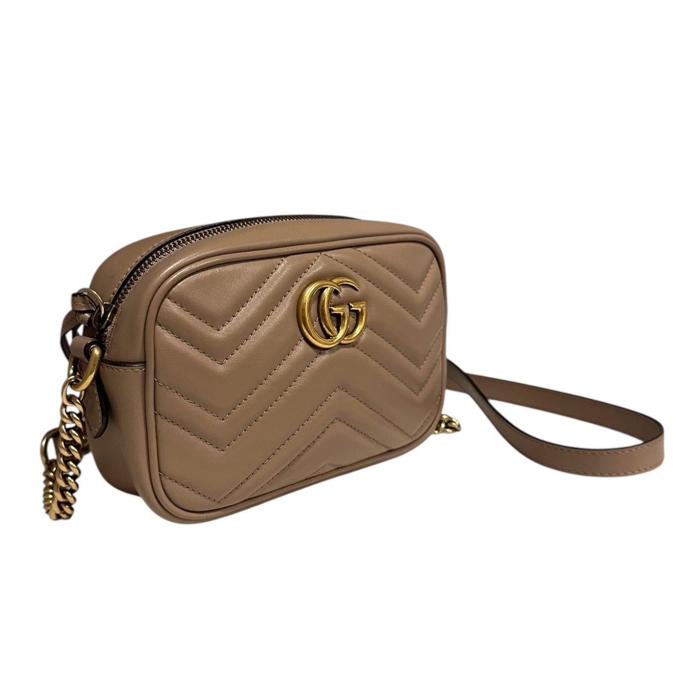 GUCCI GG Marmont Mini Camera Case Crossbody in Porcelain Rose