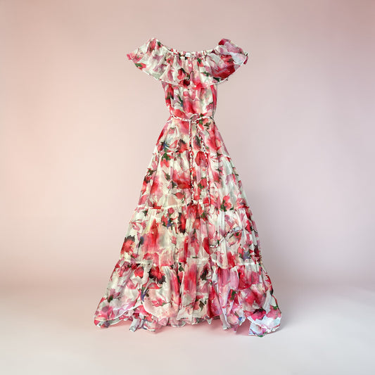 MISA Los Angeles Floral Ruffle Maxi Dress |