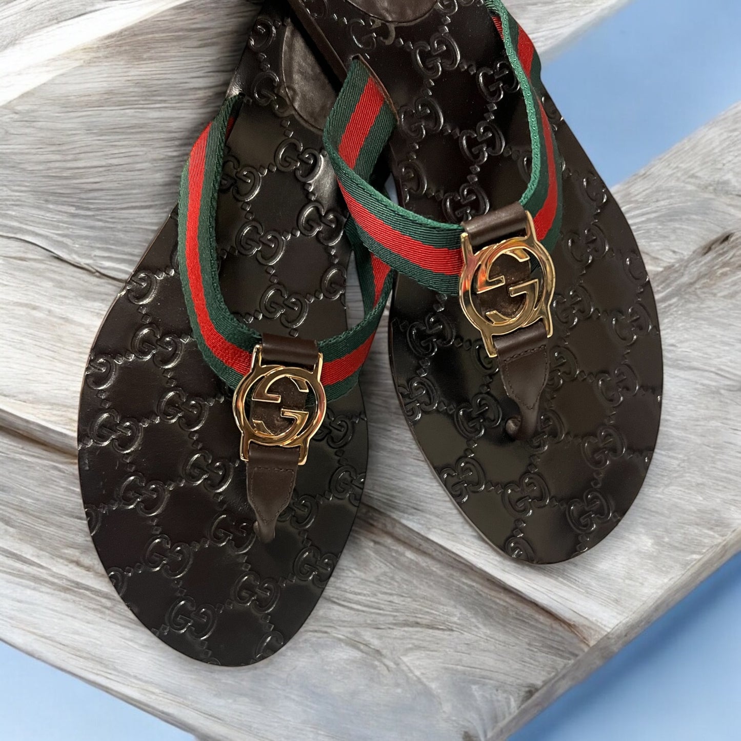 GUCCI GG Web Flip Flop Sandals | 40