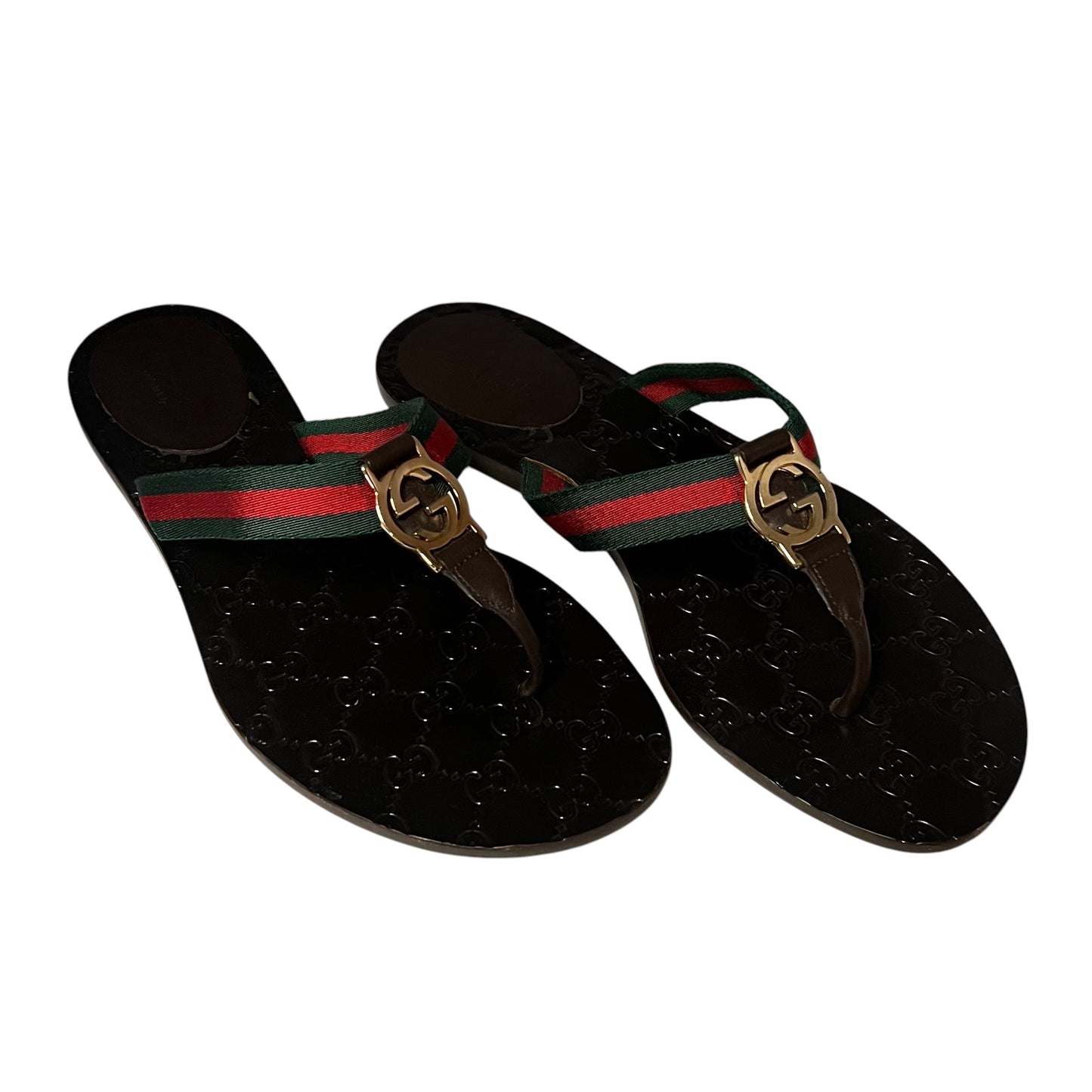 GUCCI GG Web Flip Flop Sandals | 40