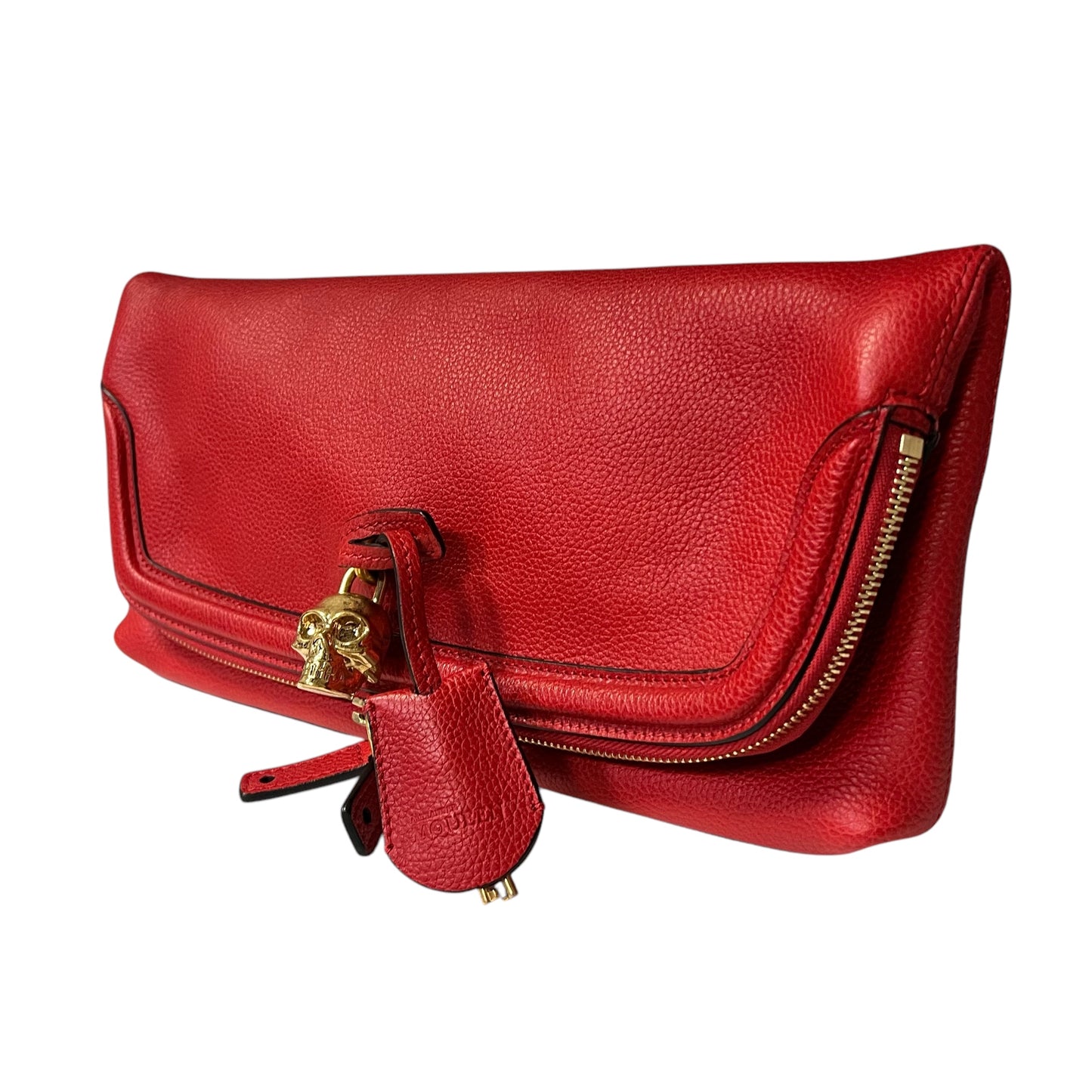 ALEXANDER MCQUEEN Skull Padlock Clutch in Red