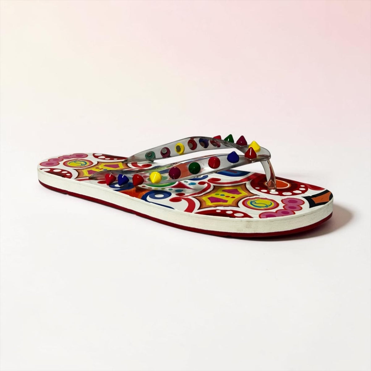 CHRISTIAN LOUBOUTIN Loubi Spike Flip Flop Sandals | 37
