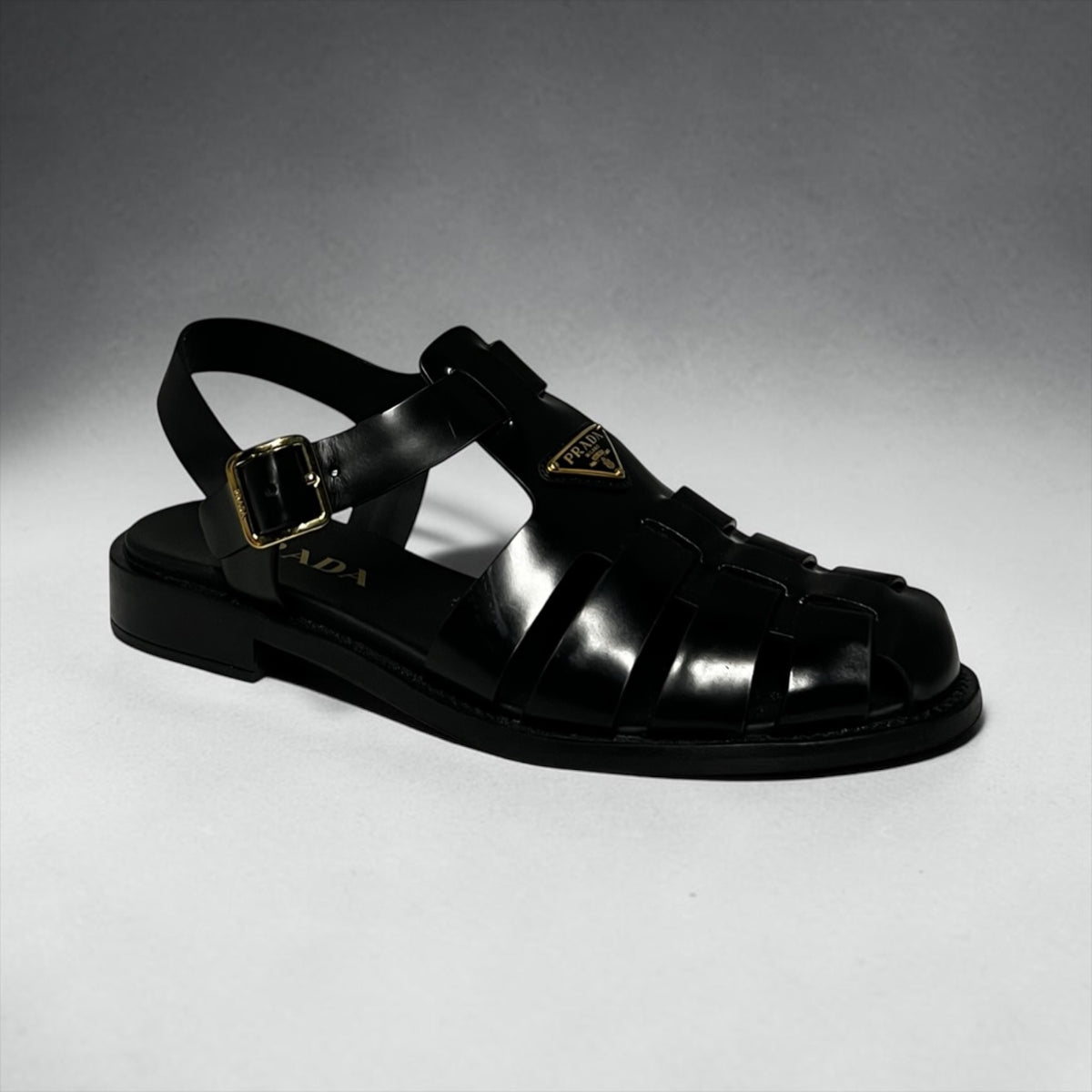PRADA Woven Sandal in Black | 38