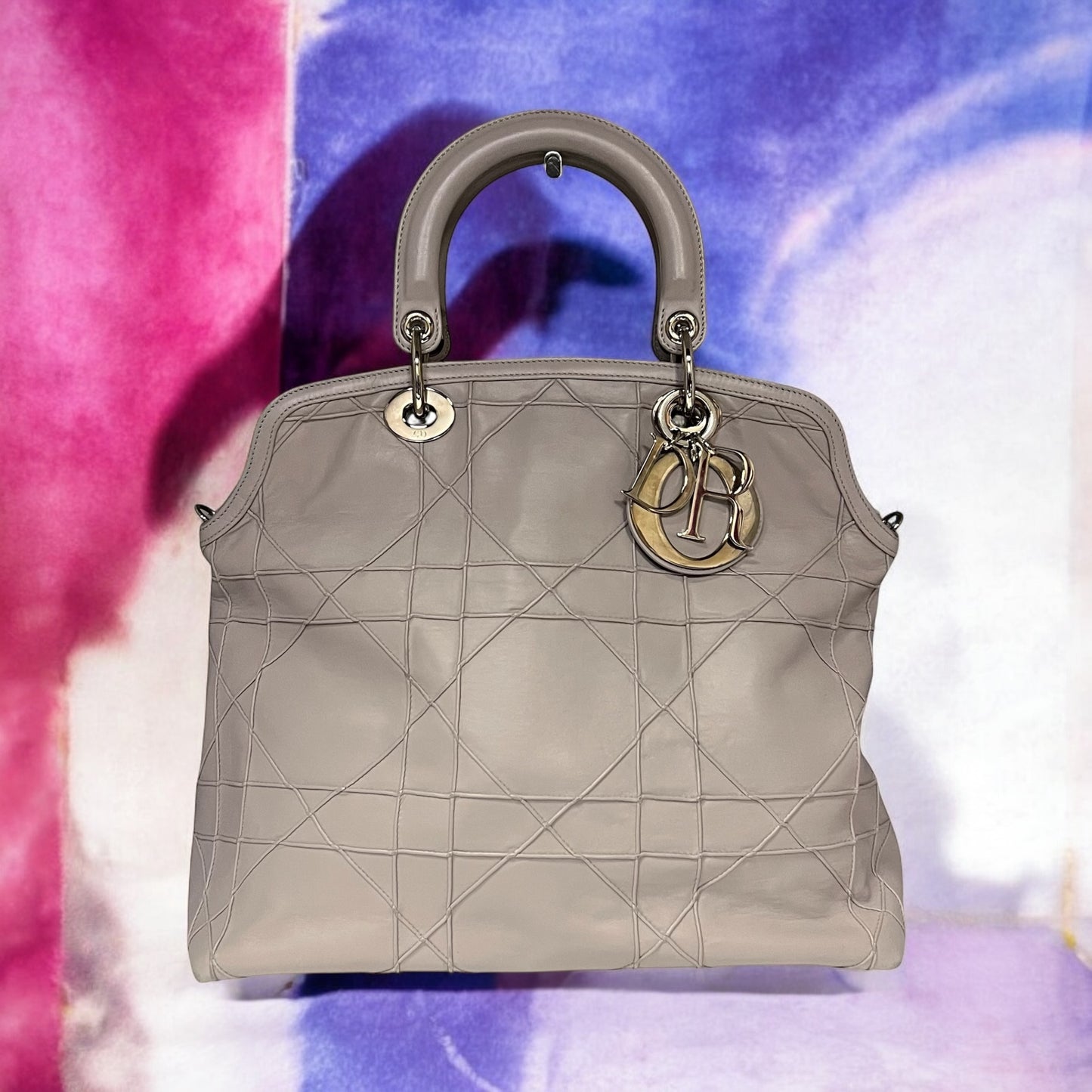 DIOR Cannage Granville Tote in Pale Lavender Gray