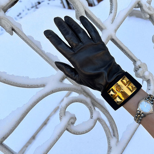 HERMES Collier de Chien Gloves in Black | 8