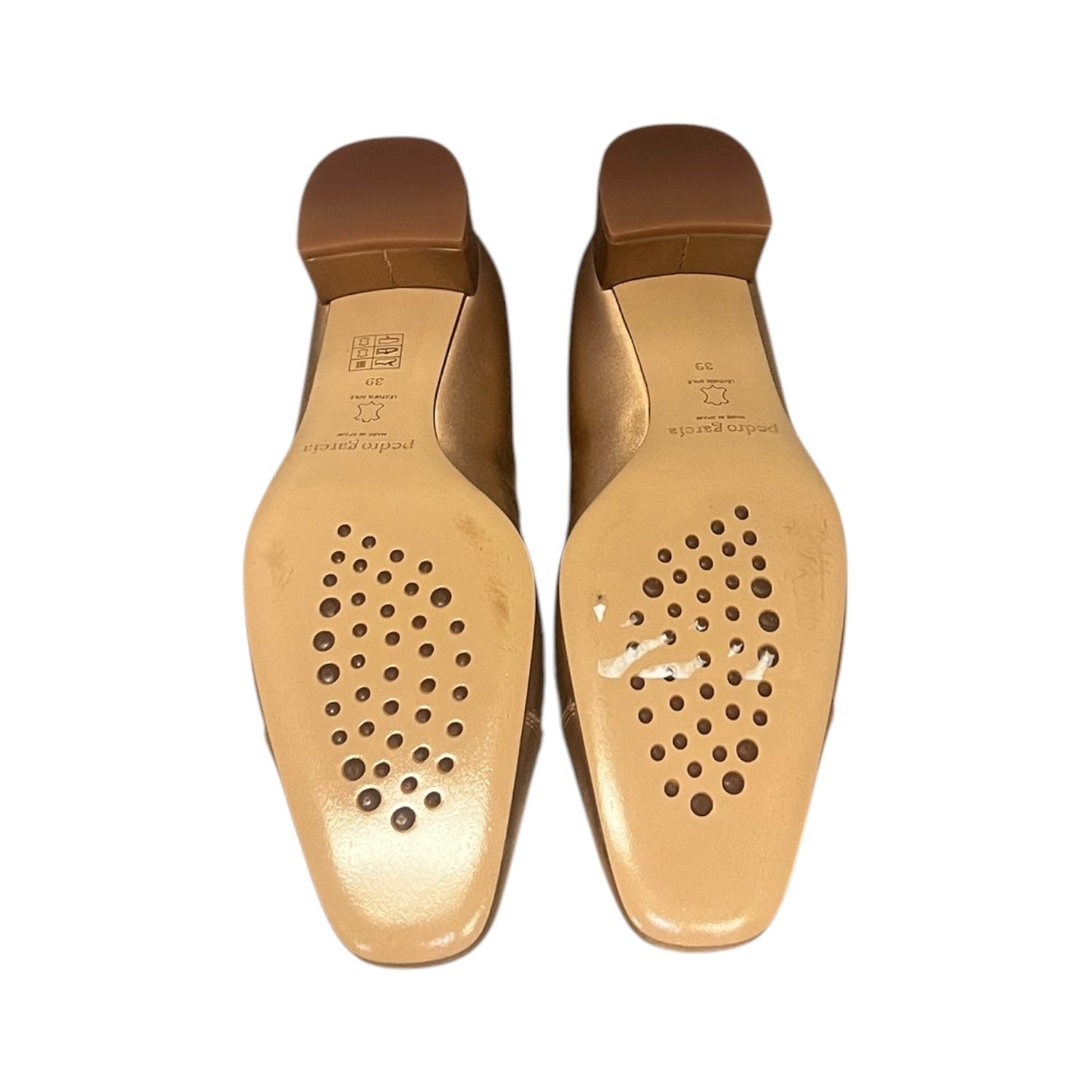 PEDRO GARCIA Satin Block Heel Pumps in Gold | 39