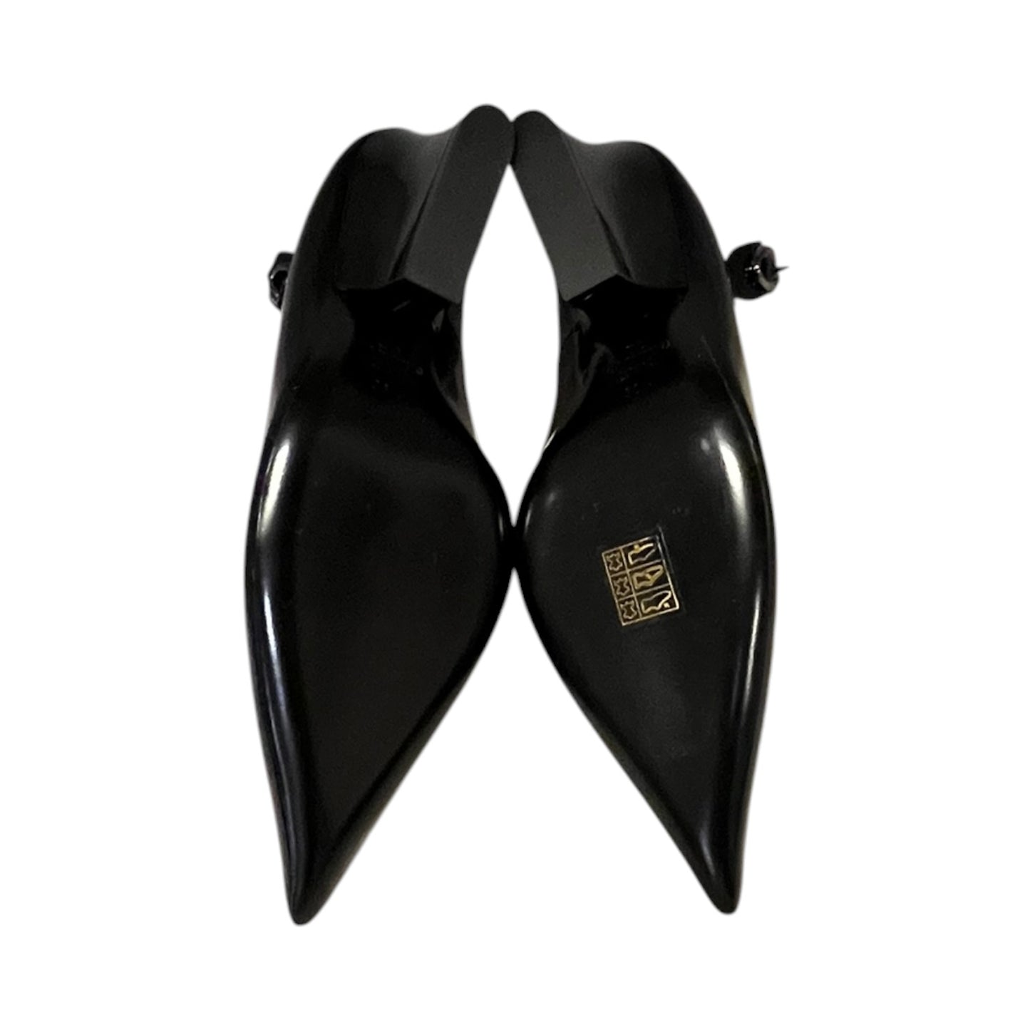 VALENTINO VLogo Patent Mid Heel Pump in Black | 36.5