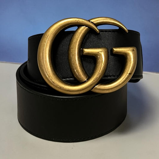 GUCCI GG Marmont Wide Belt in Black | 80; 32