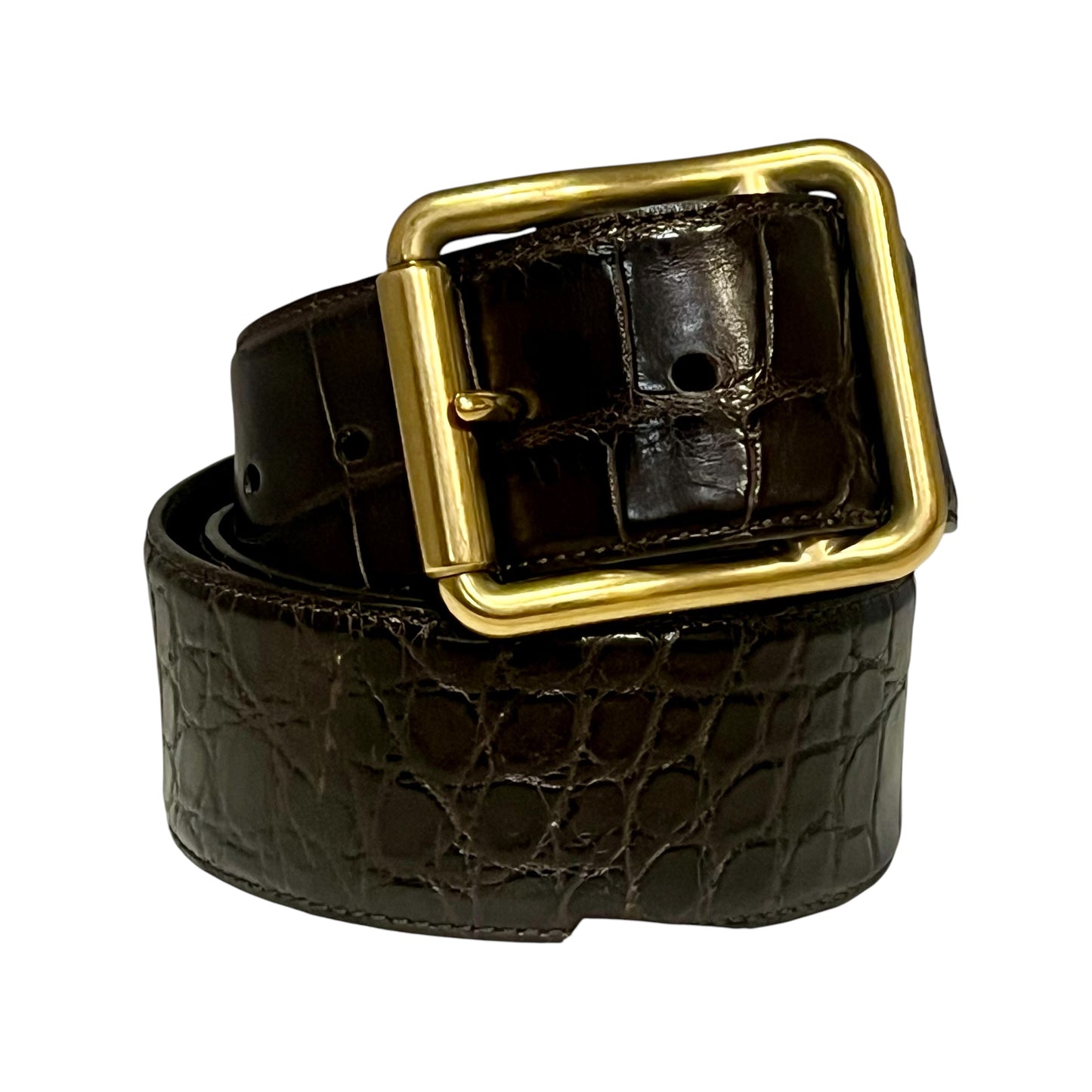 RALPH LAUREN Alligator Belt in Dark Brown | 90