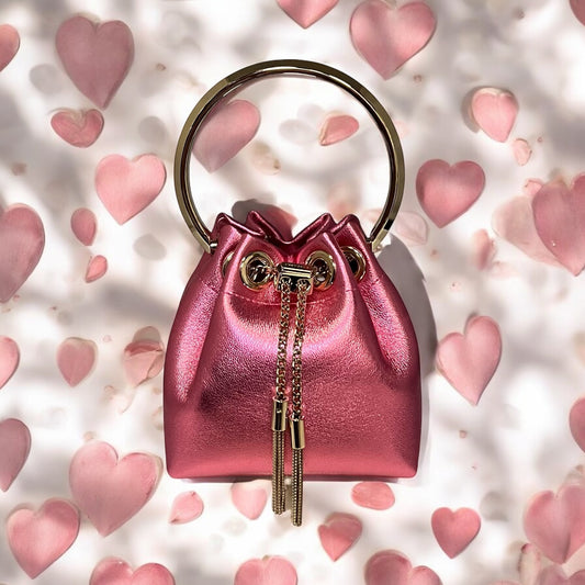 JIMMY CHOO Micro Bon Bon in Metallic Pink