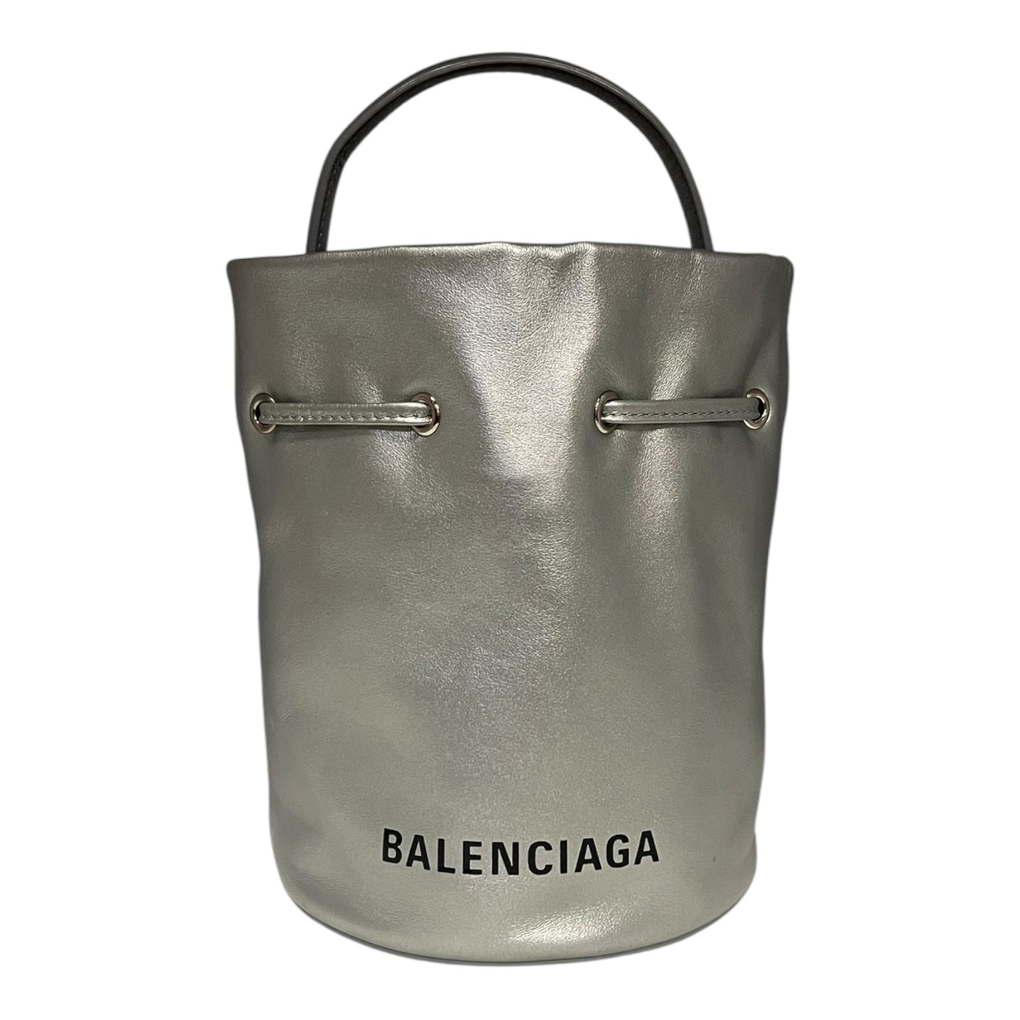BALENCIAGA Drawstring Bucket Crossbody in Silver