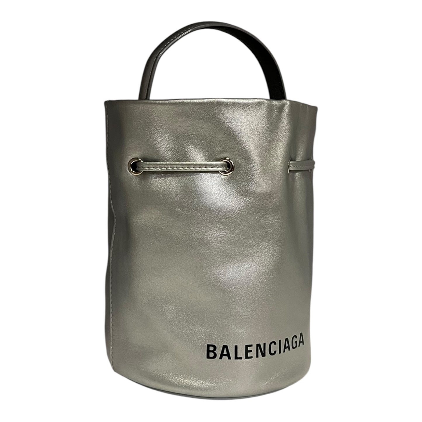 BALENCIAGA Drawstring Bucket Crossbody in Silver