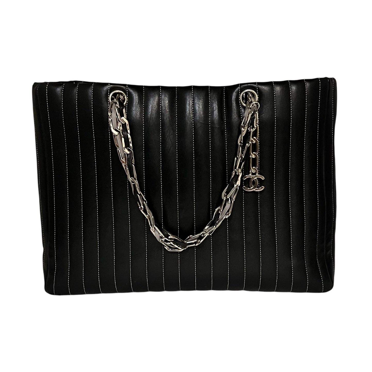 CHANEL Mademoiselle Vertical Quilted Tote in Black