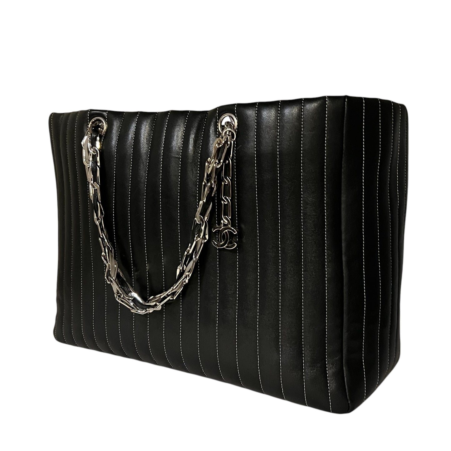 CHANEL Mademoiselle Vertical Quilted Tote in Black