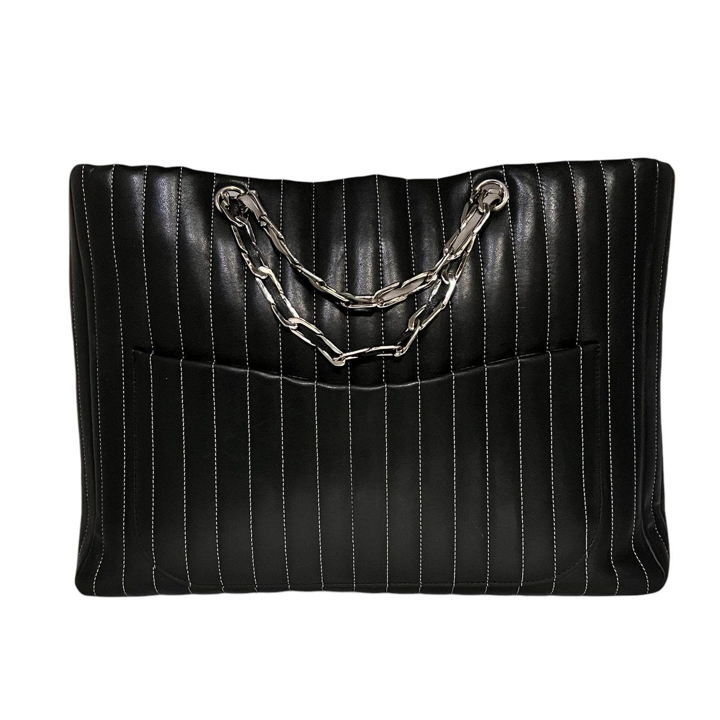 CHANEL Mademoiselle Vertical Quilted Tote in Black