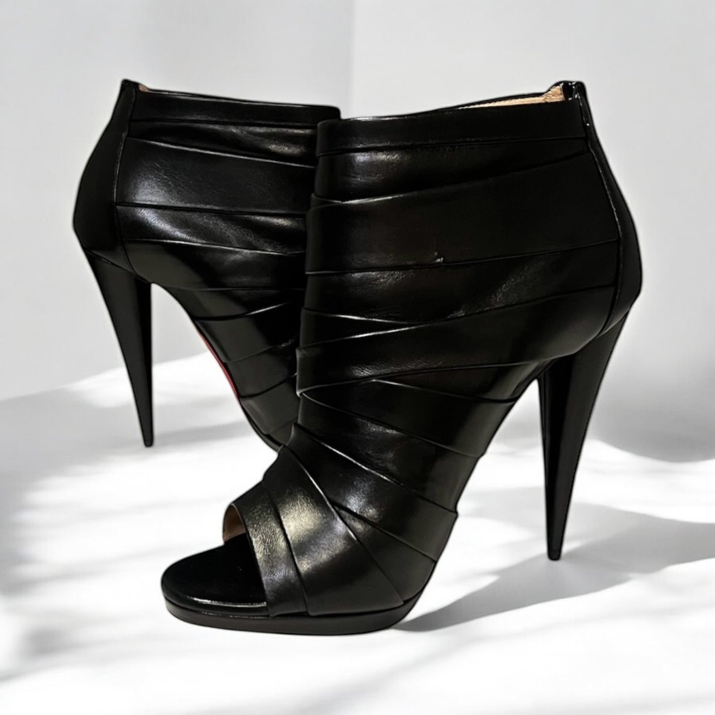 CHRISTIAN LOUBOUTIN Drapicone Ruched Booties | 37