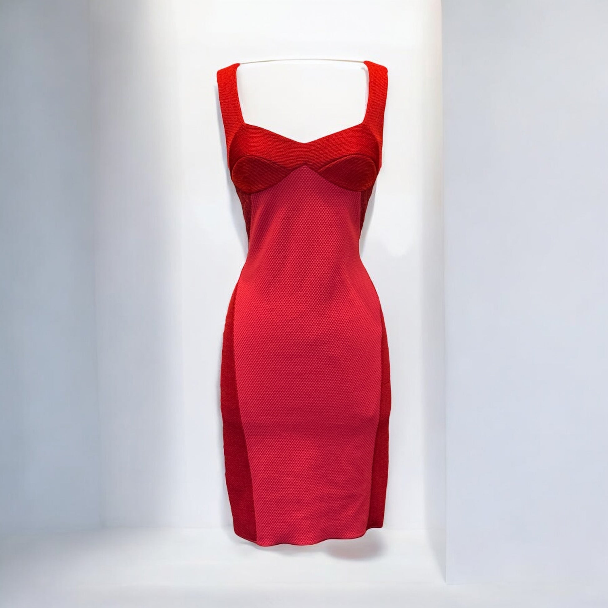 missoni red dress M Missoni Red Patterned Knit V-Neck Midi Dress M