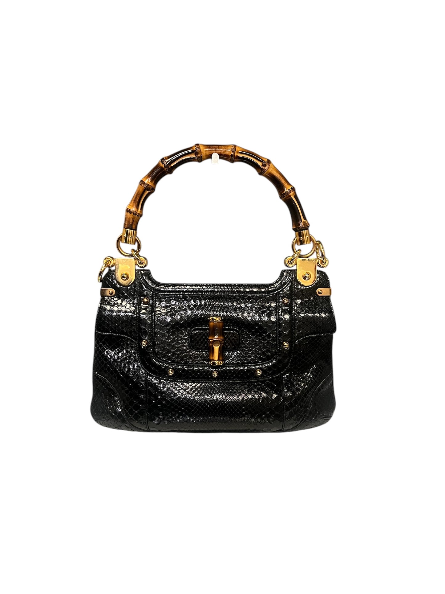 GUCCI Python Bamboo Top Handle Crossbody