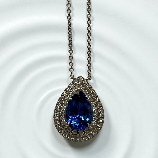 TIFFANY & CO Soleste Tanzanite & Diamond Pendant Necklace