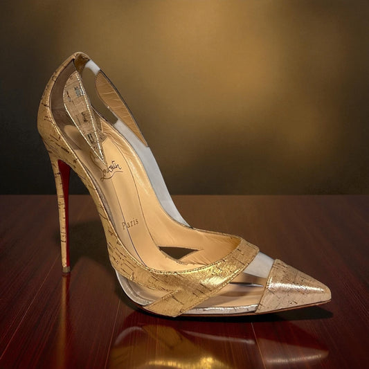 CHRISTIAN LOUBOUTIN Blake is Back Metallic Cork & PVC Pump | 41