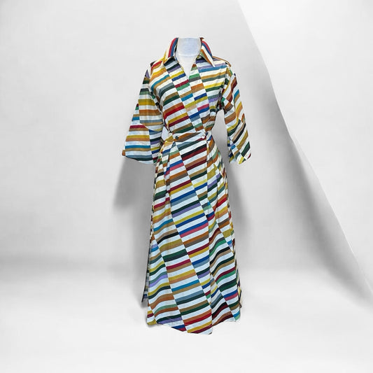 ODEEH Printed Stripe Dress | Size 38
