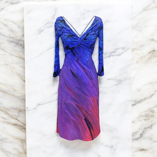 ROBERTO CAVALLI Feather Print Dress | Size 4