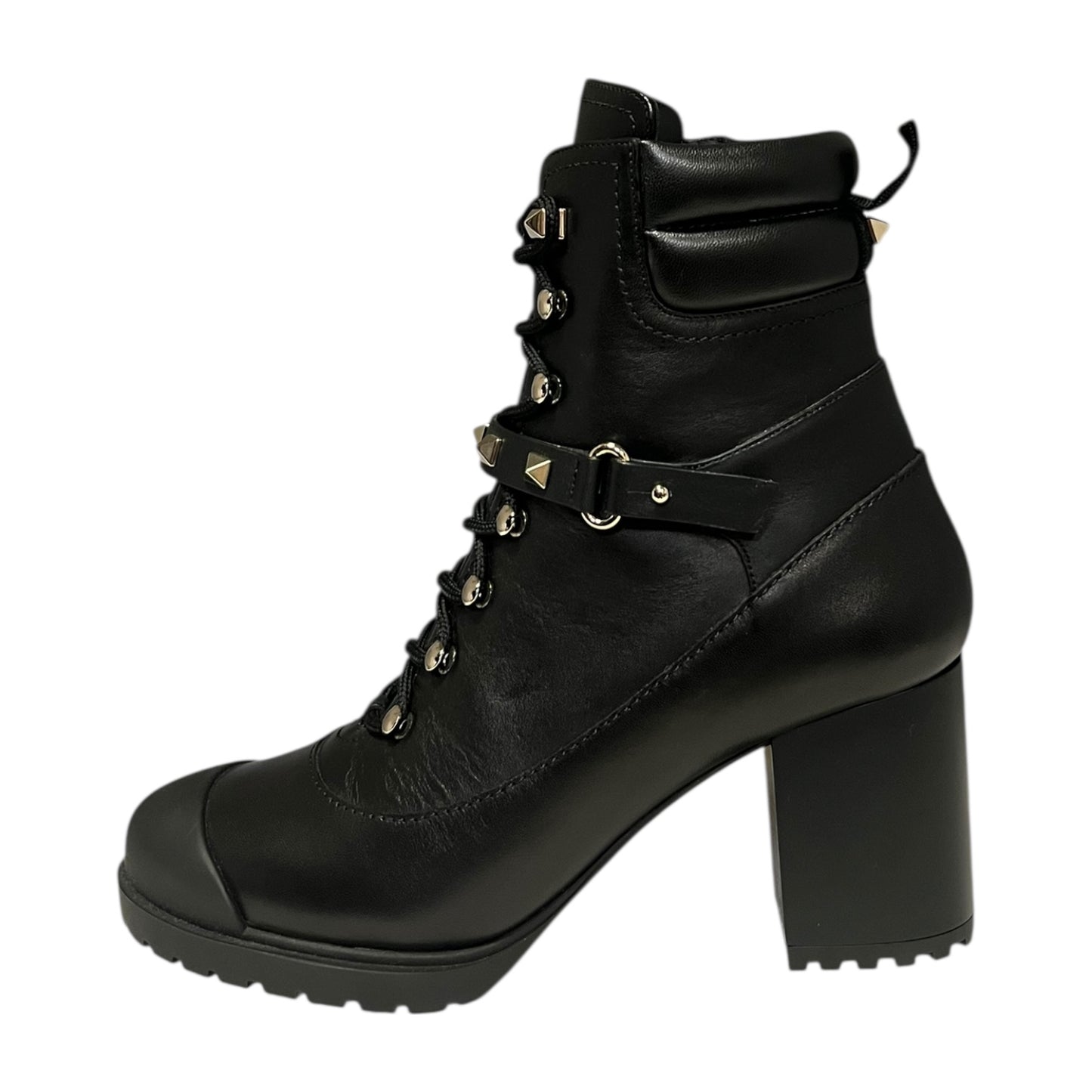 VALENTINO Rockstud Lug Sole Boots in Black | 37.5