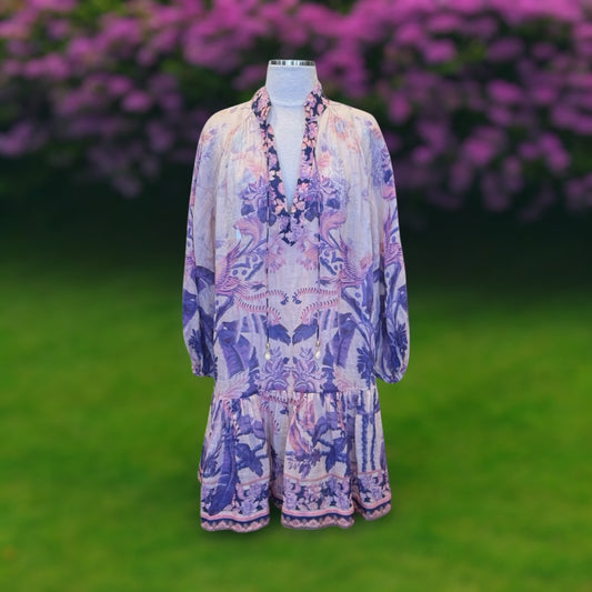 ZIMMERMANN Floral Linen Dress | Size 3 (Large)
