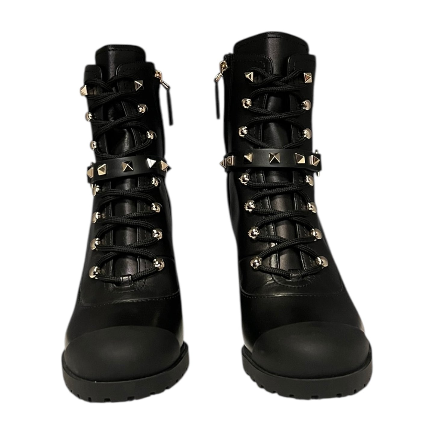 VALENTINO Rockstud Lug Sole Boots in Black | 37.5