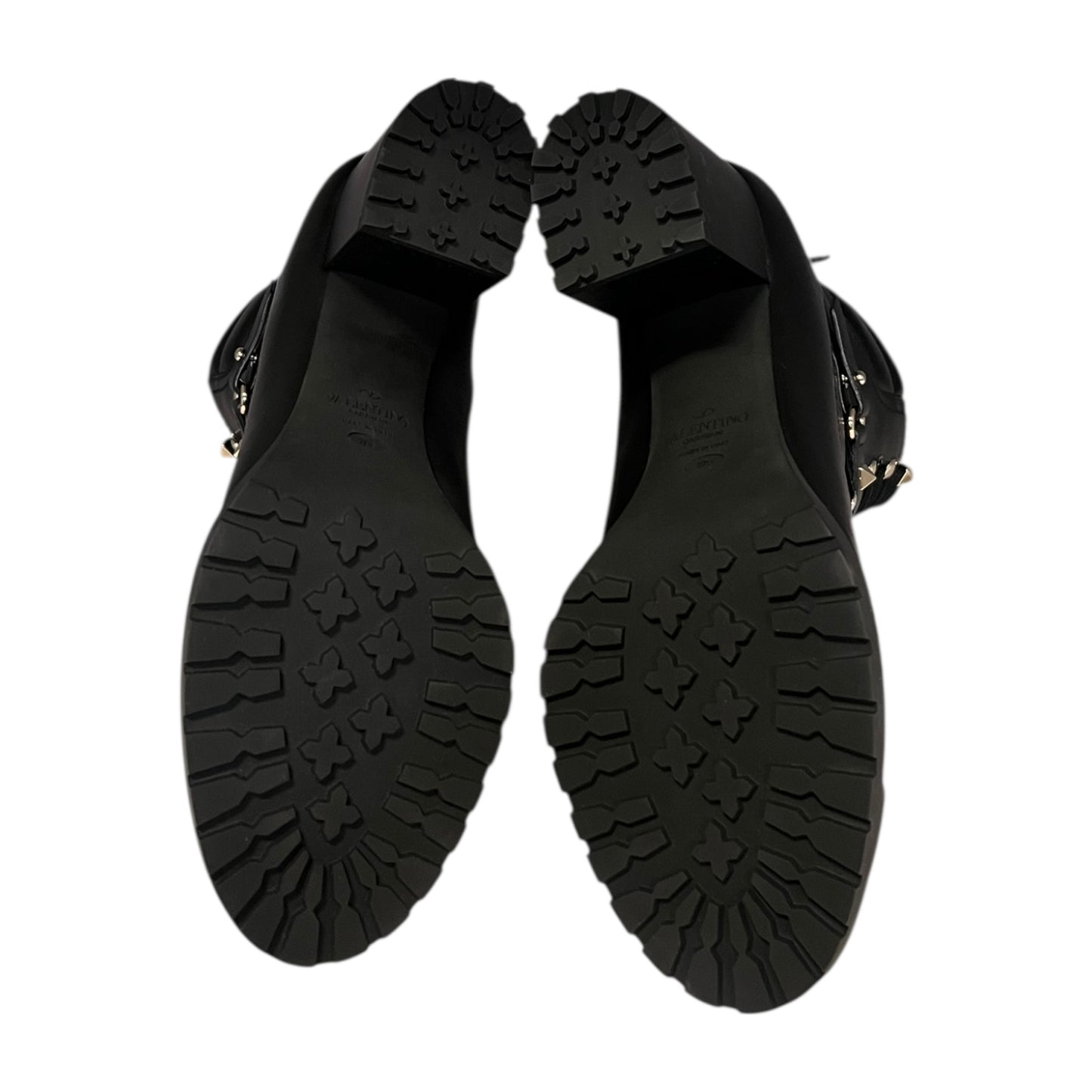 VALENTINO Rockstud Lug Sole Boots in Black | 37.5