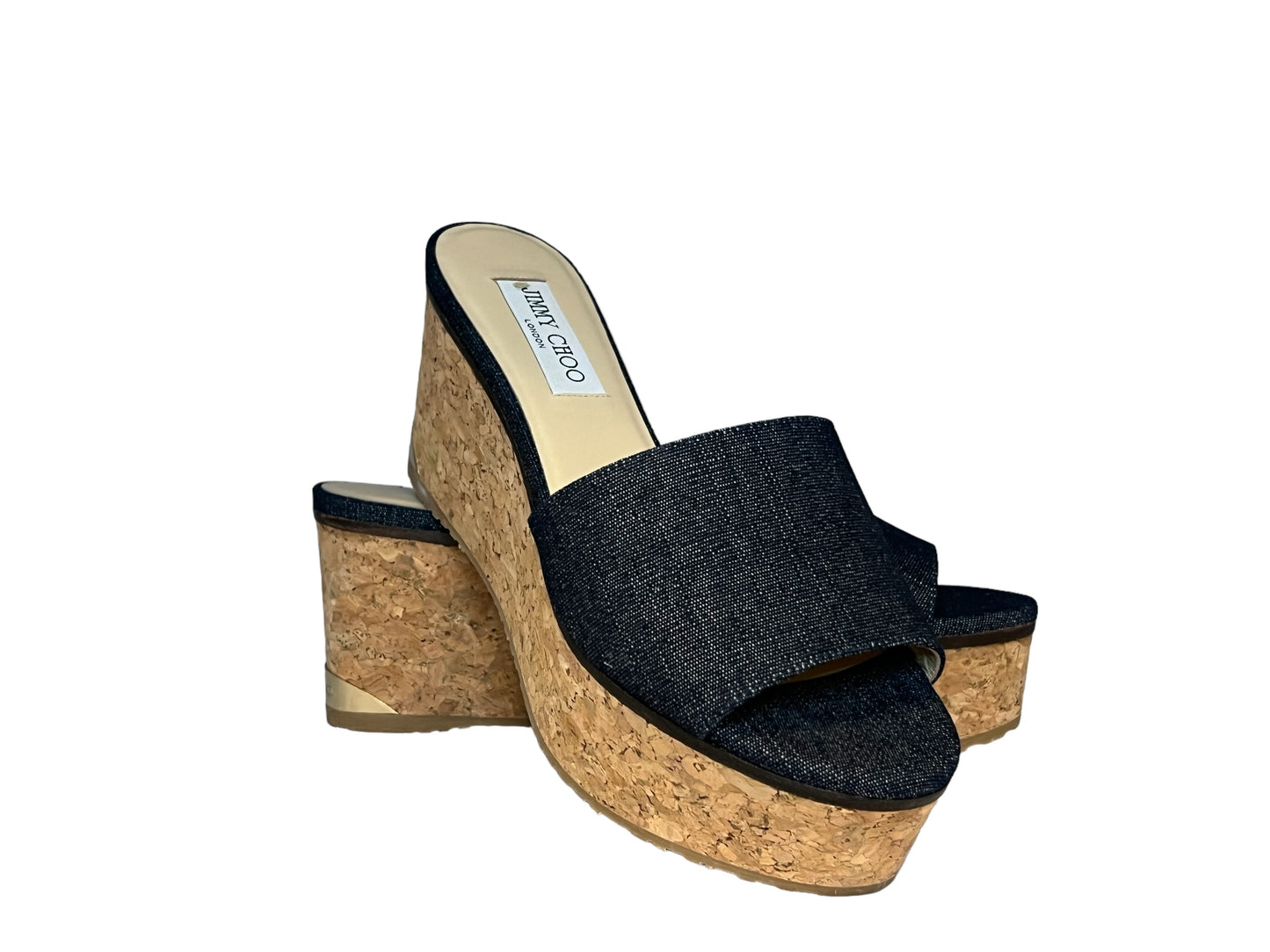 JIMMY CHOO Denim+Cork Wedges | 39.5