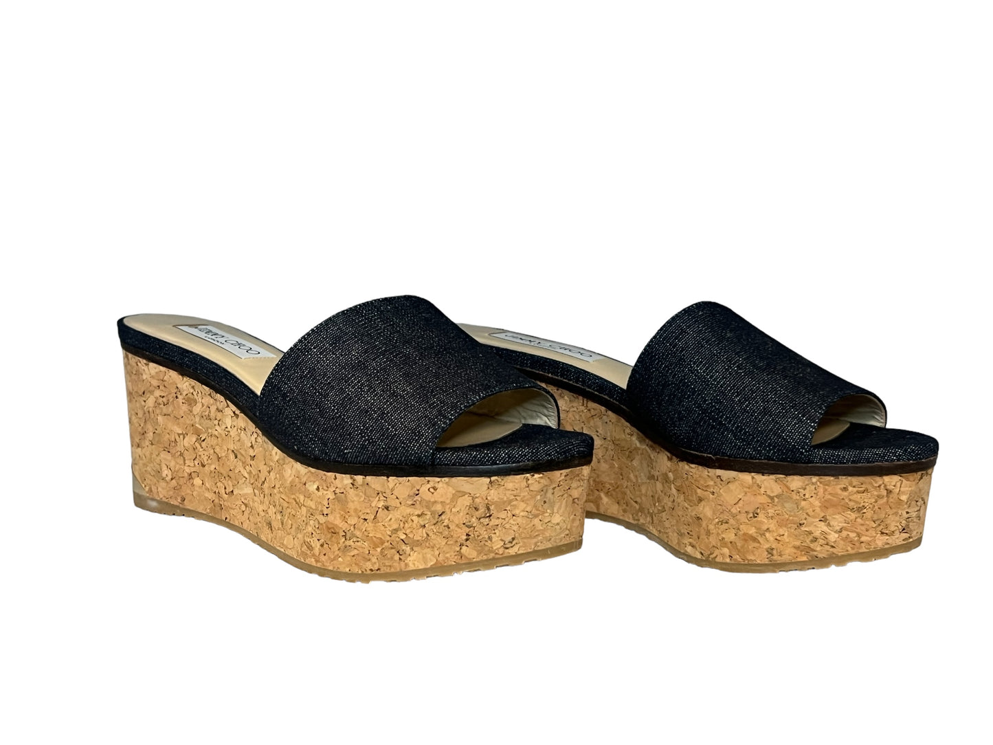 JIMMY CHOO Denim+Cork Wedges | 39.5