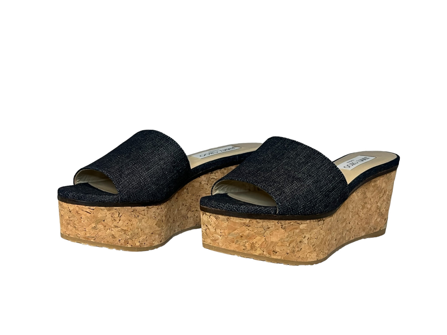 JIMMY CHOO Denim+Cork Wedges | 39.5