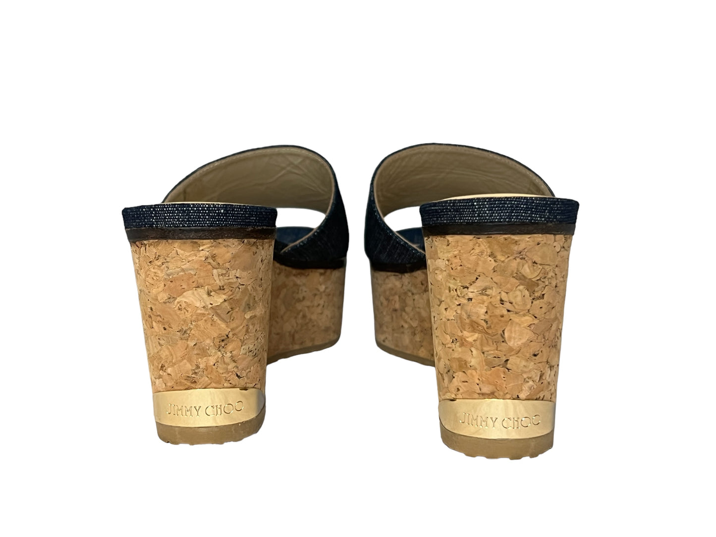 JIMMY CHOO Denim+Cork Wedges | 39.5