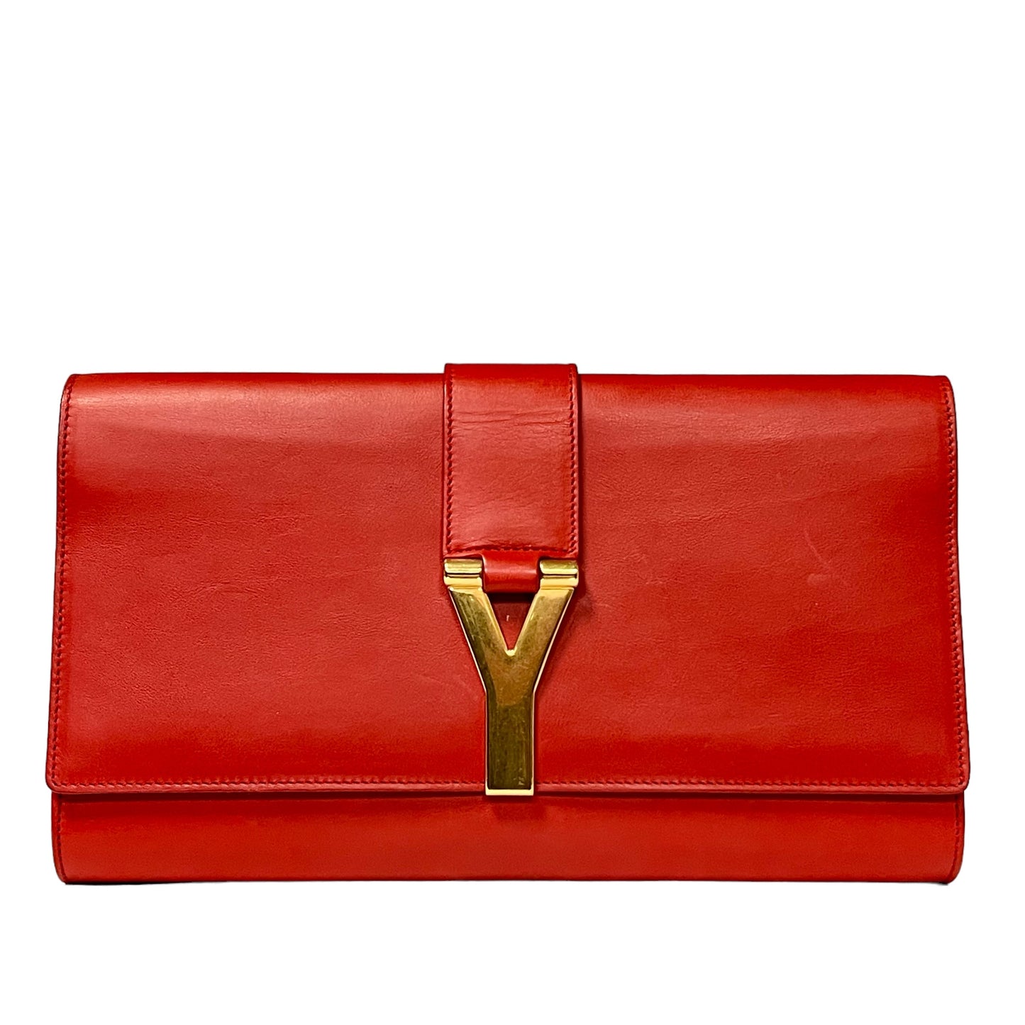 SAINT LAURENT Y Ligne Clutch in Red