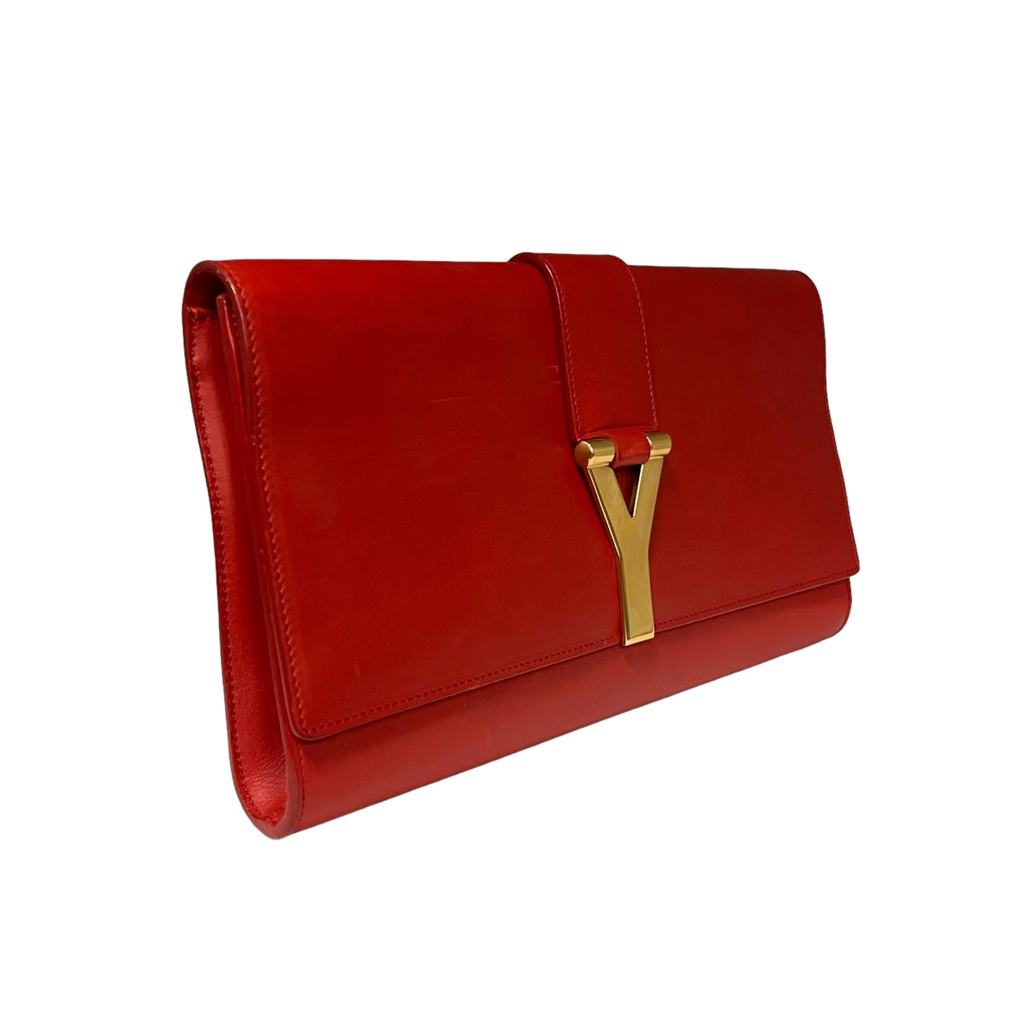 SAINT LAURENT Y Ligne Clutch in Red