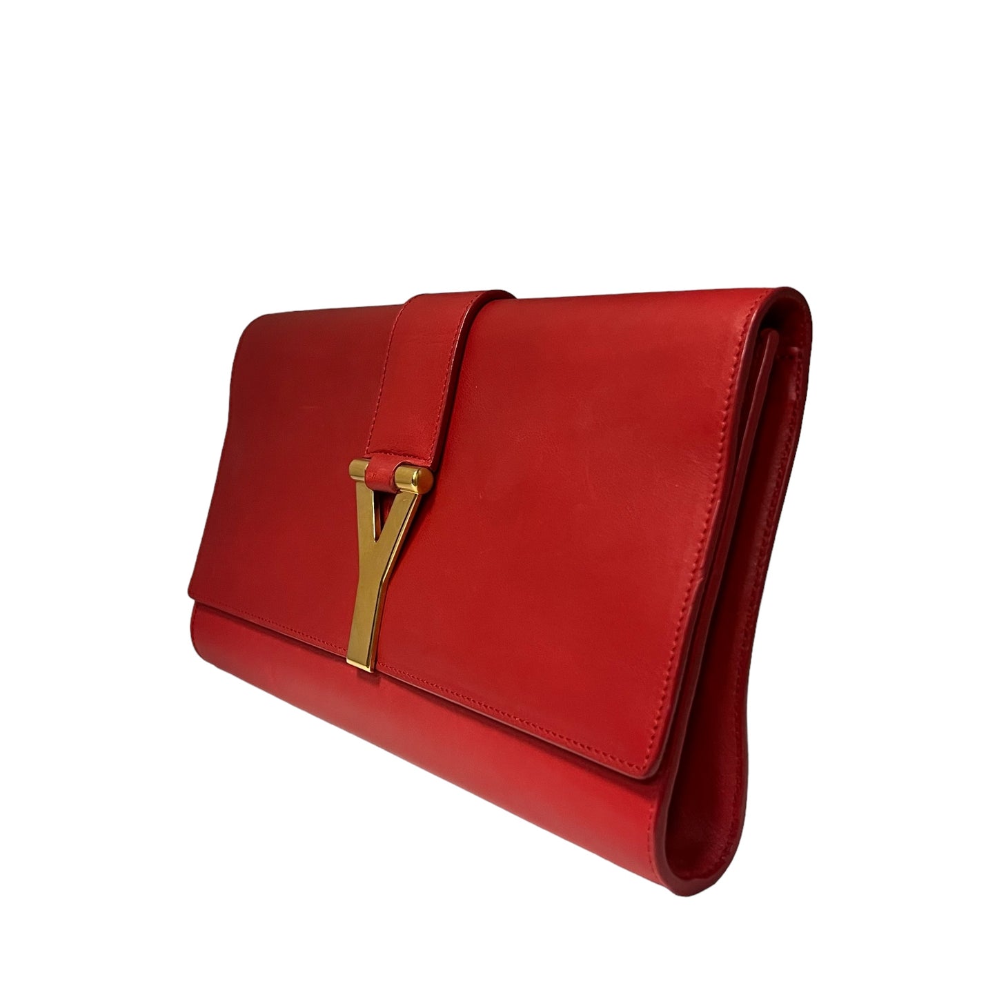 SAINT LAURENT Y Ligne Clutch in Red