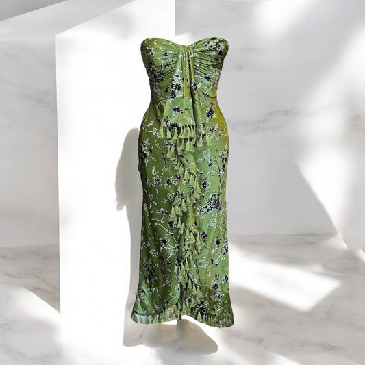 CINQ A SEPT Strapless Floral Midi Dress | Size 10
