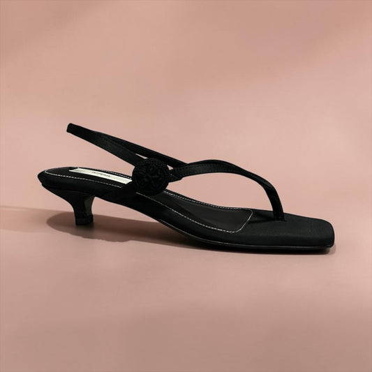 TOTEME Slingback Satin Sandals in Black | 38