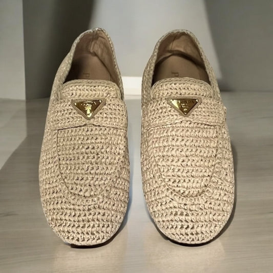 PRADA Raffia Crochet Loafer | 40