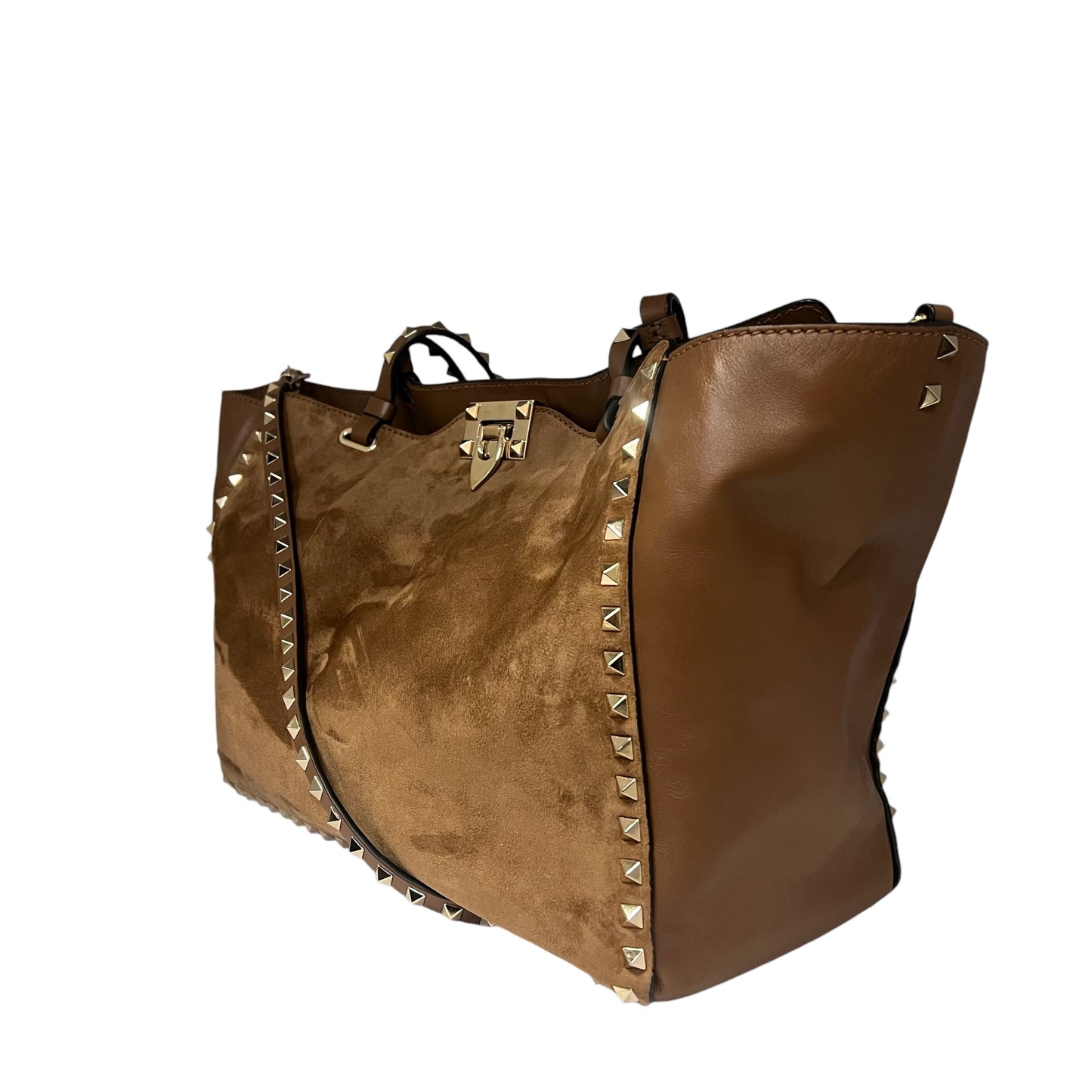 VALENTINO Suede Rockstud Tote in Light Brown