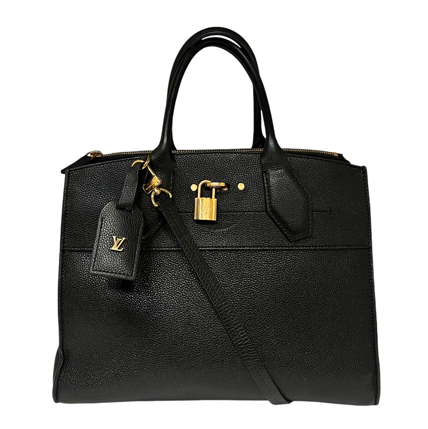 LOUIS VUITTON City Steamer MM in Black Galet Leather