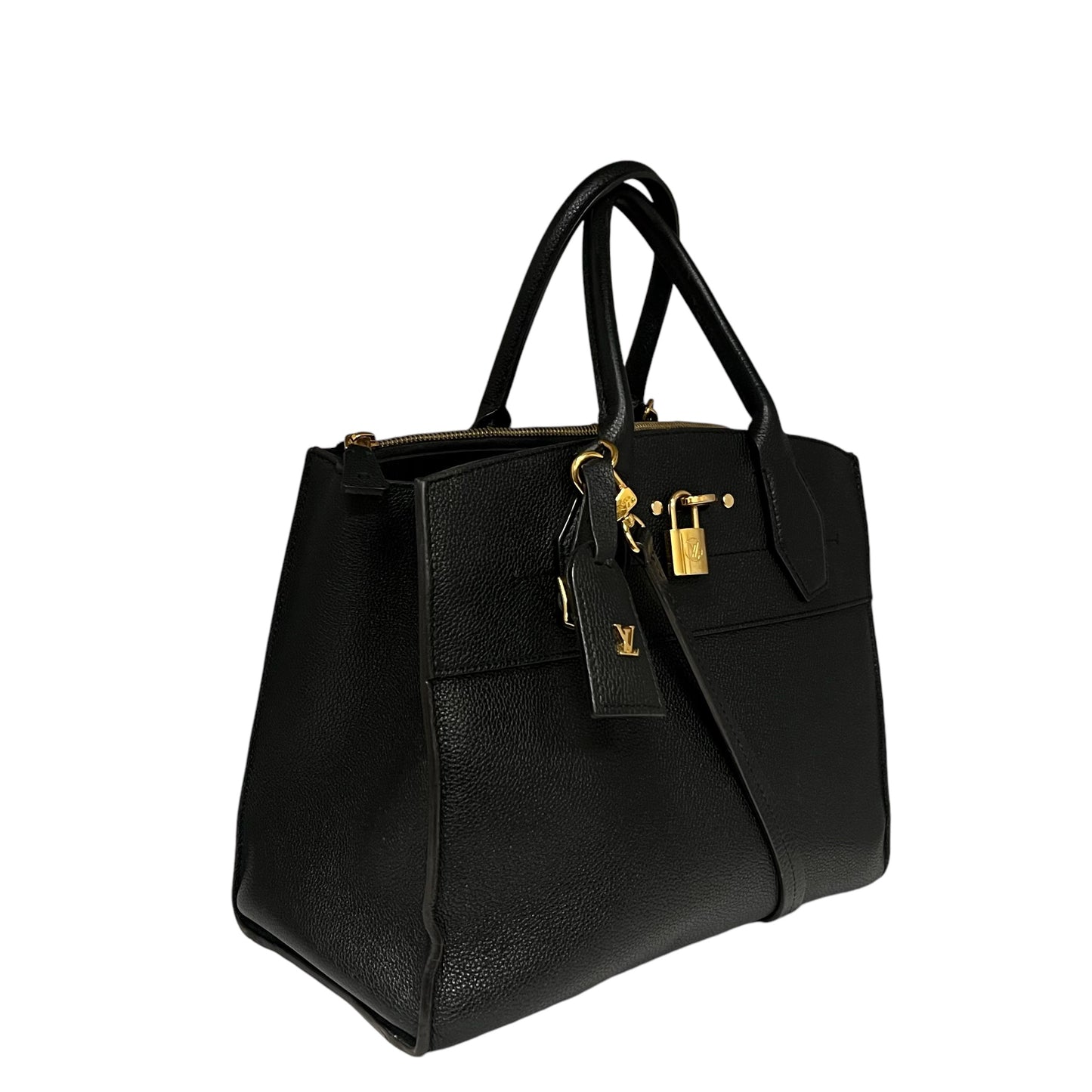 LOUIS VUITTON City Steamer MM in Black Galet Leather