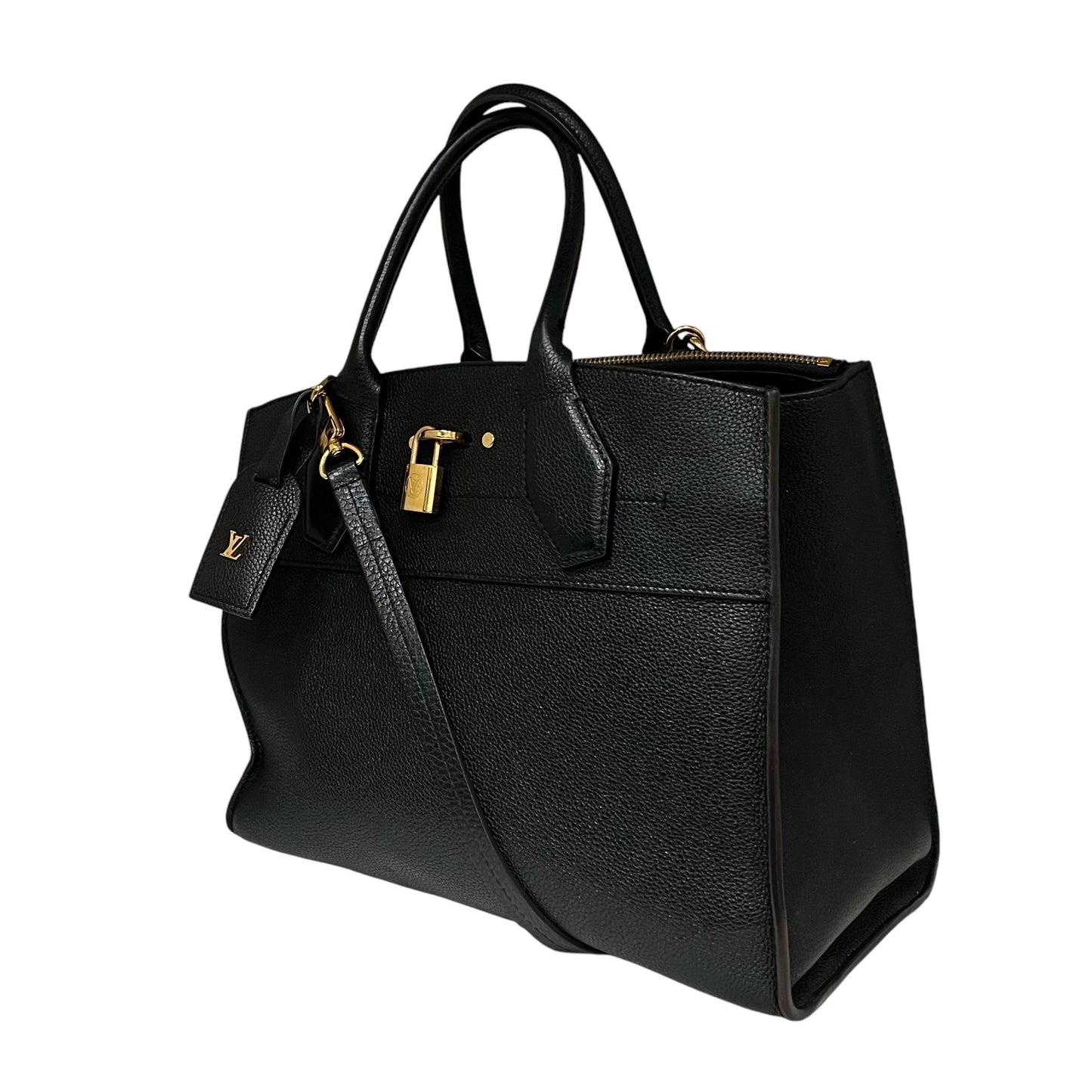 LOUIS VUITTON City Steamer MM in Black Galet Leather