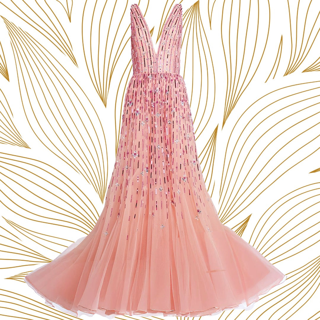 GEORGES HOBEIKA Embellished Tulle Gown| 36