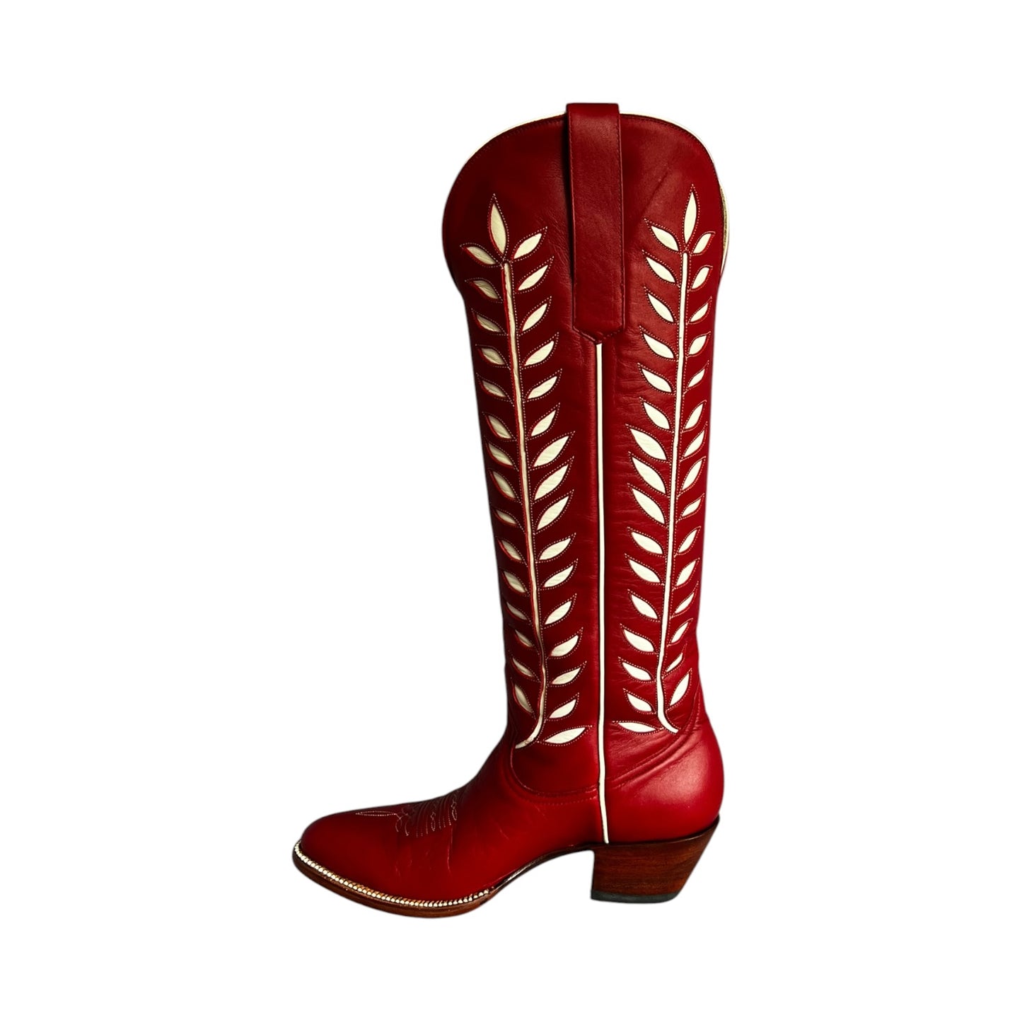 PETITE PALOMA Rory Cowgirl Boots in Red & Ivory | 37.5