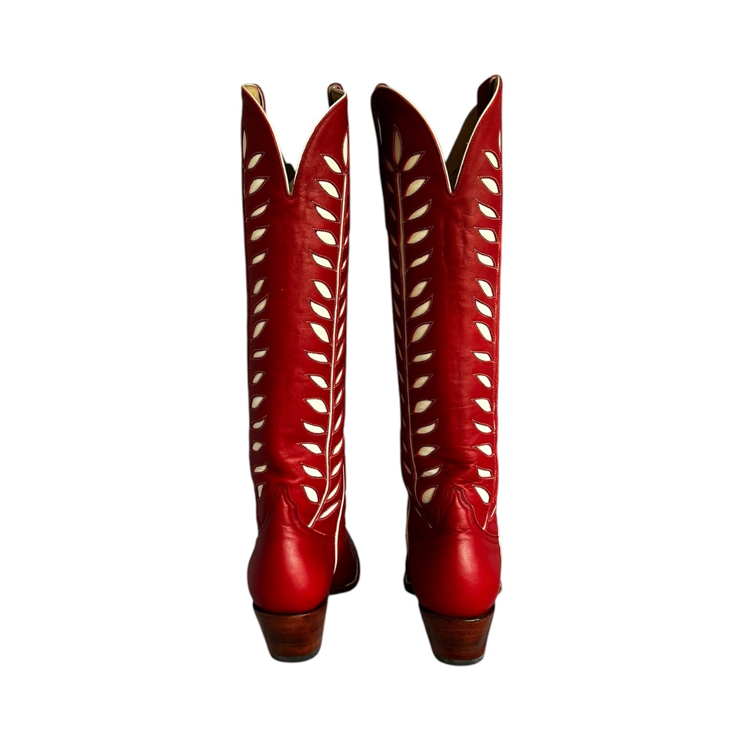 PETITE PALOMA Rory Cowgirl Boots in Red & Ivory | 37.5